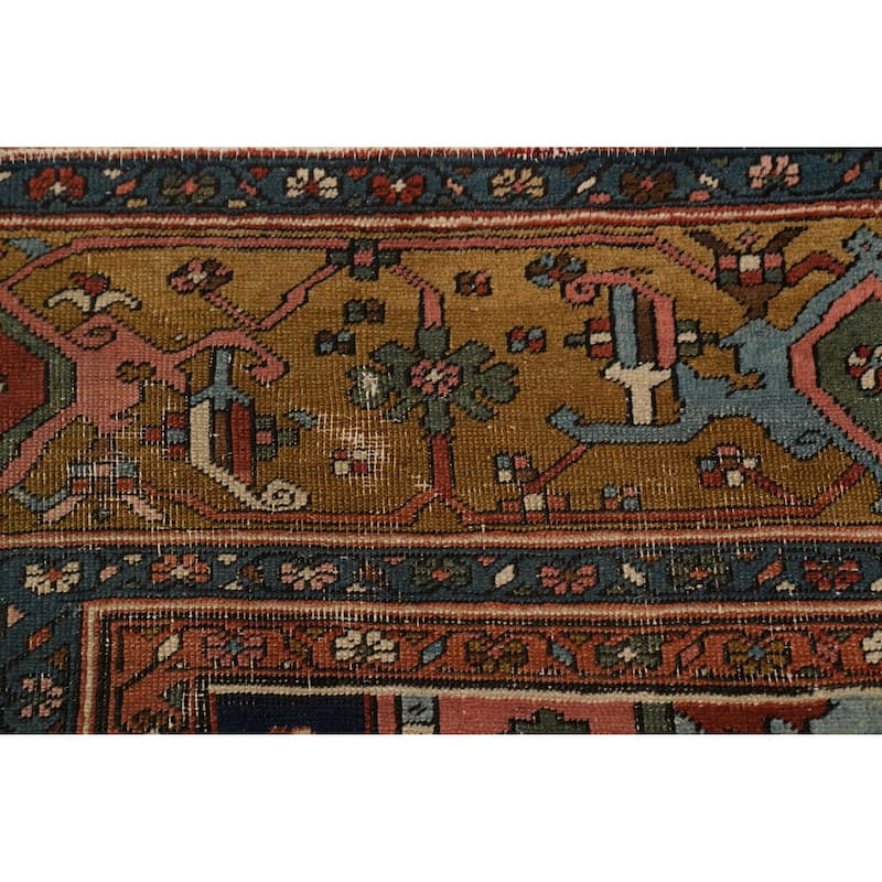 Hand Knotted Oriental 100% Wool Carpet Traditional Medallion Oranges & Rust Heriz (serapi) Area Rug - 13' 8'' X 10' 0''