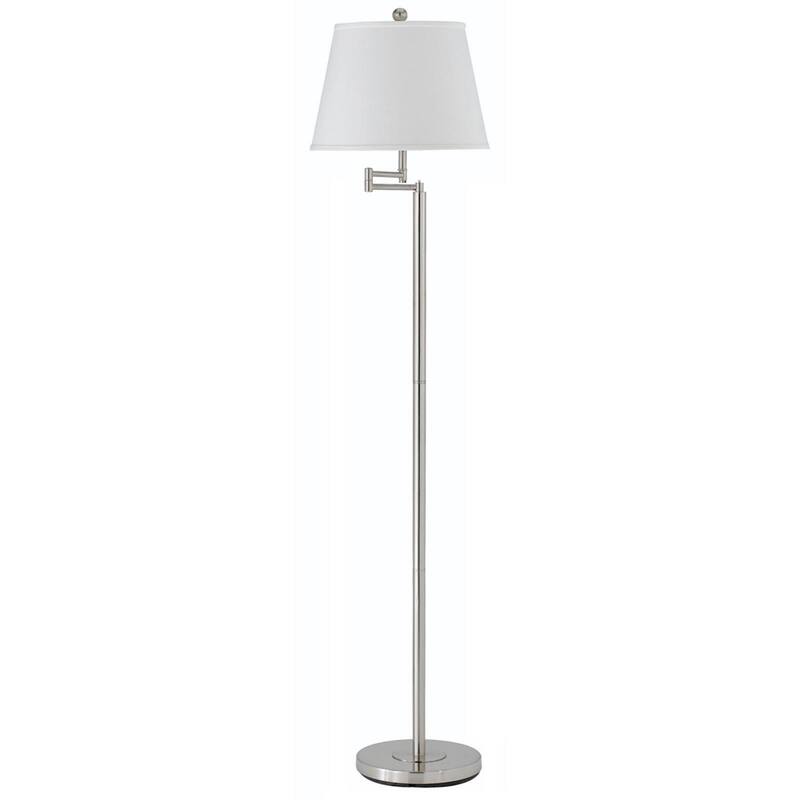 60" Swing Arm Floor Lamp with Square Shade Adjustable Metal Base - 14" x 14" x 60" - Nickel