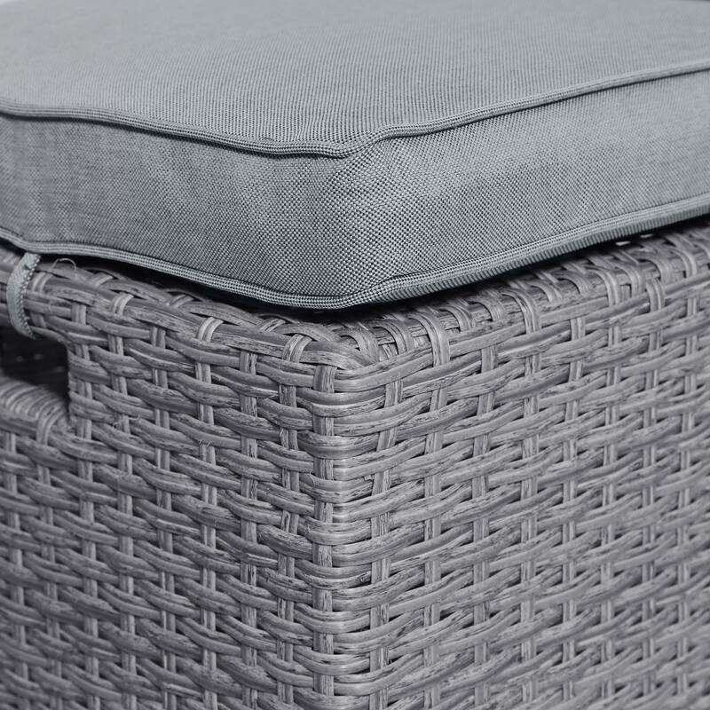 6-Piece Outdoor Patio Rattan Sofa Set with Dining Table, Chair, and Stools