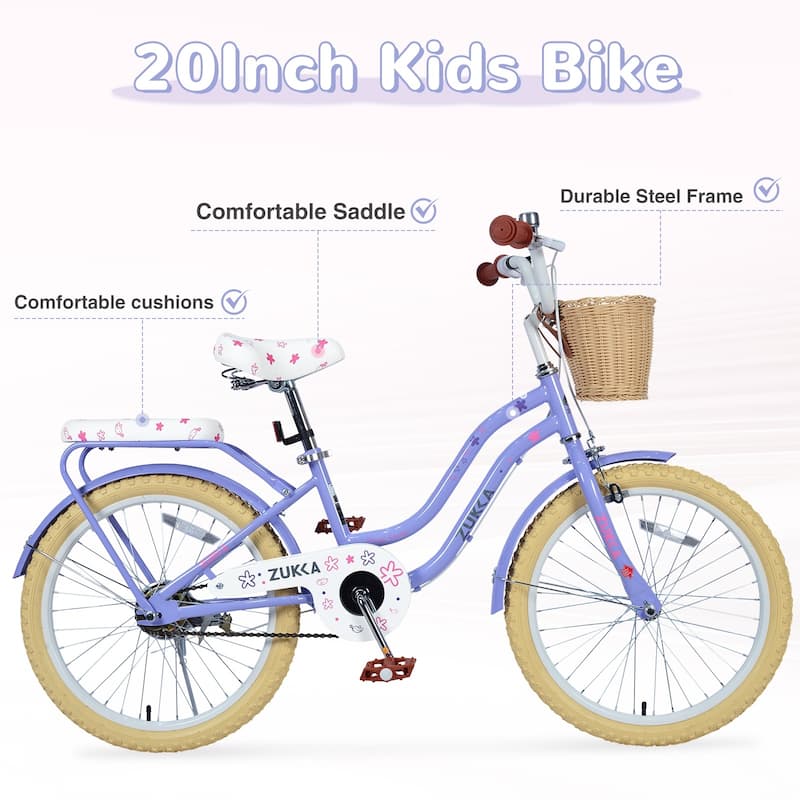 Multiple Colors,Girls Bike with Basket for 7-10 Years Old Kids,20 inch wheel ,No Training Wheels Included
