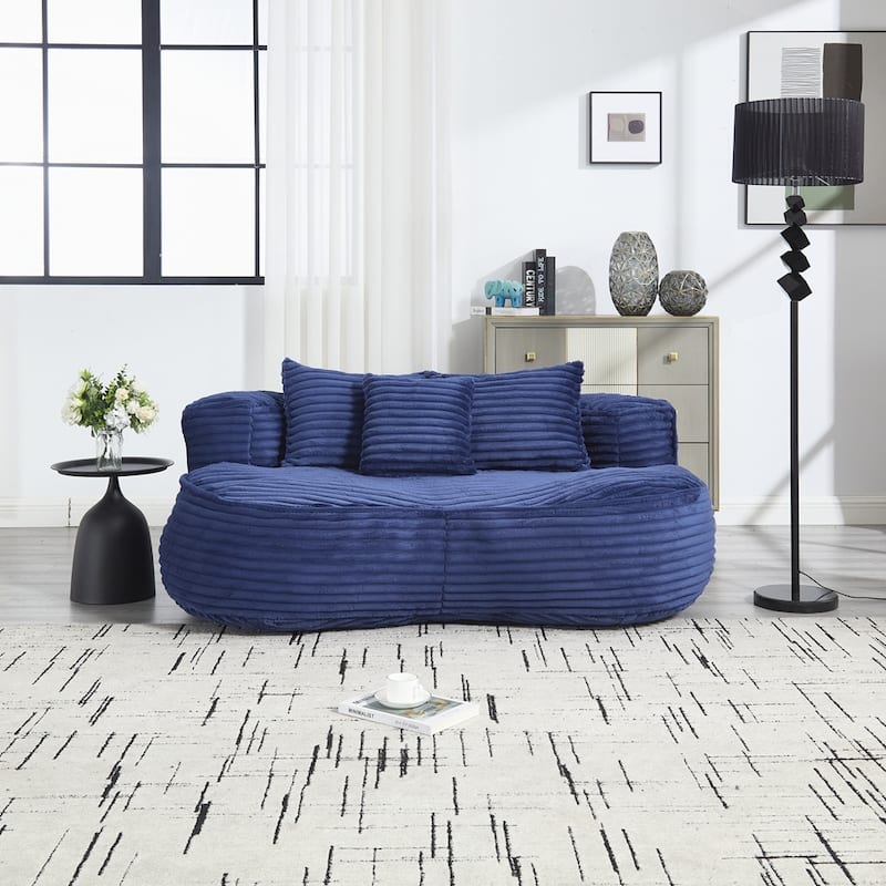 Lazy Sofa Durable Comfort Lounger High Back Bean Bag Chair Couch for Adults and Kids - 2 Seat - Navy