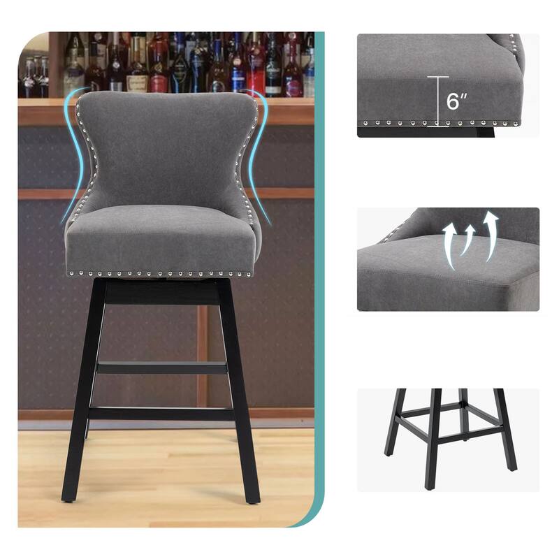 AVAWING Set of 2 Upholstered Fabric Bar Stools Chairs