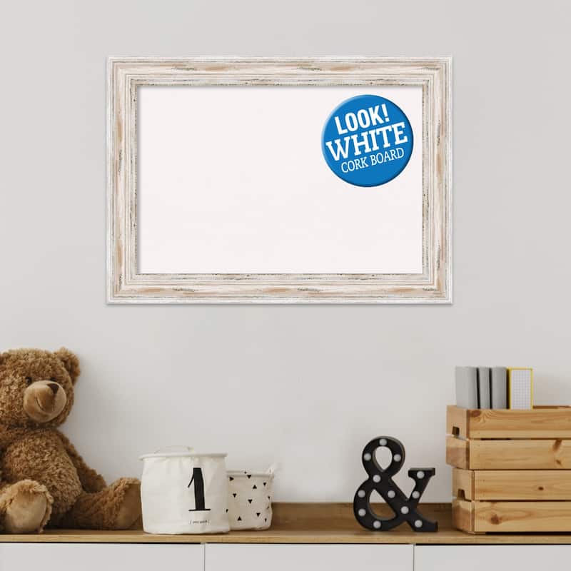 Framed White Cork Board, Alexandria White Wash