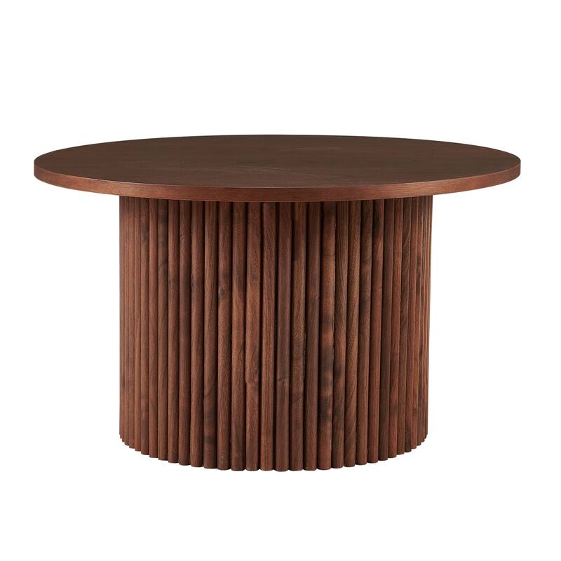 27.56 Inch Mid-Century Modern Round Coffee Table Farmhouse Round Coffee Table with Metal Base, for Living Room