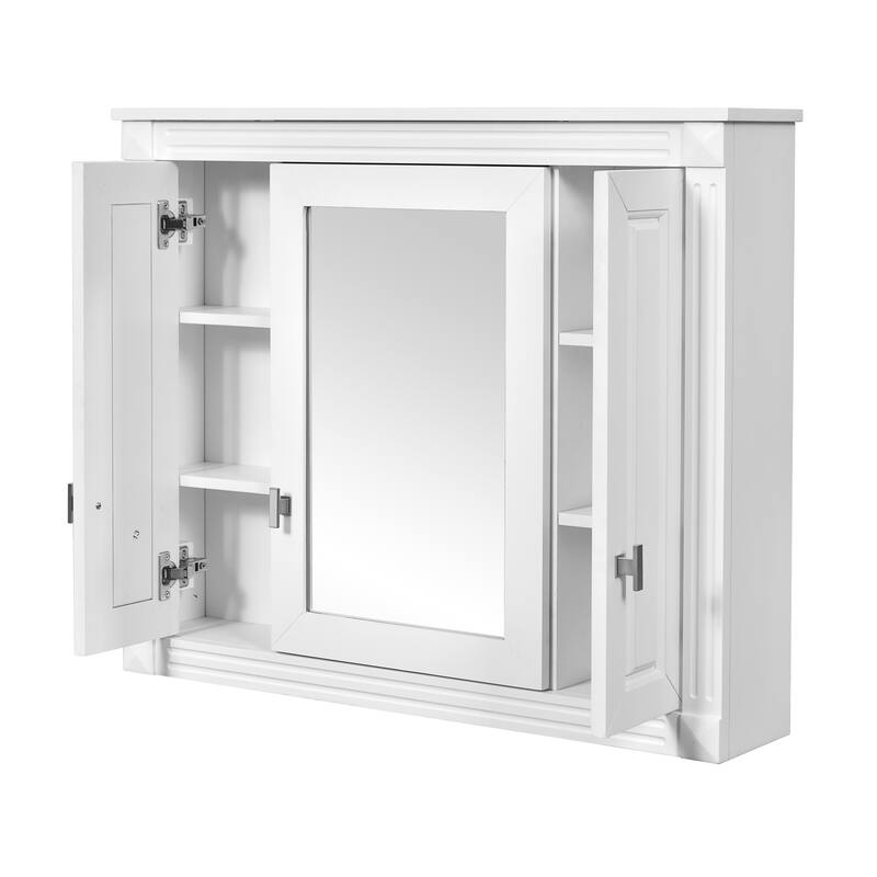 GDFStudio - Ardson Modern Wall-Mounted Bathroom Storage Cabinet with Mirrored Door and Adjustable Shelves - 35"W