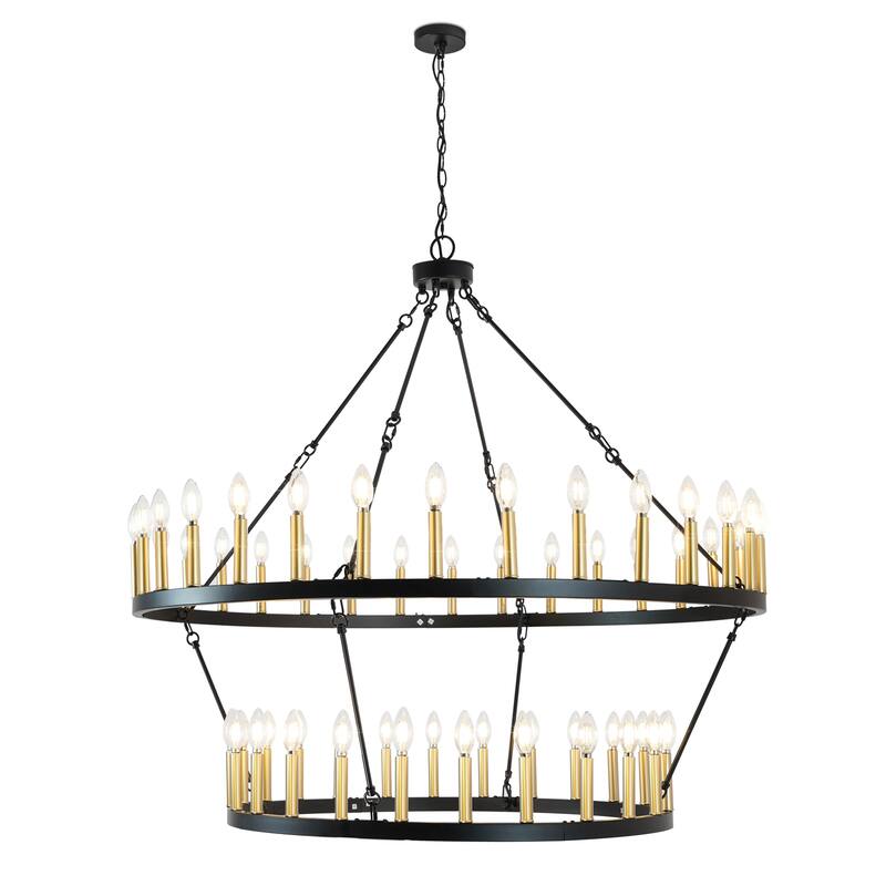 2-Tier Wagon Wheel Chandelier Large Chandeliers For High Ceilings - 56-Light