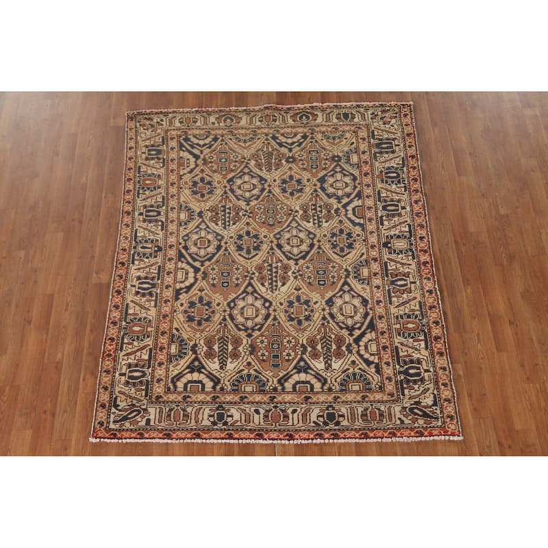Vegetable Dye Bakhtiari Persian Vintage Rug Hand-Knotted Wool Carpet - 5'0" x 6'3"