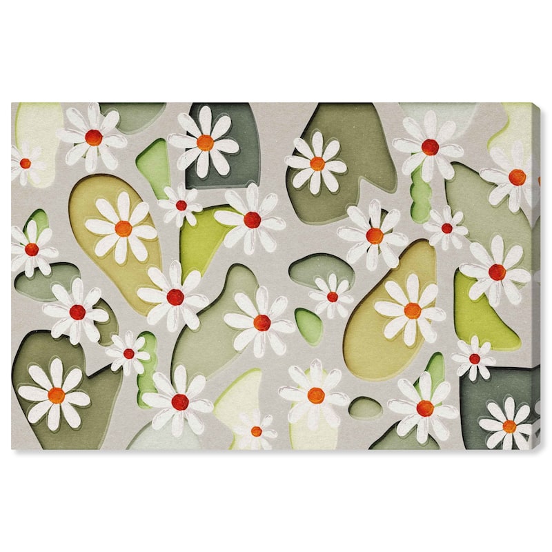 Wynwood Studio Canvas Nature and Landscape Daisy's and Green Pebbles Green and Wall Art Canvas Print