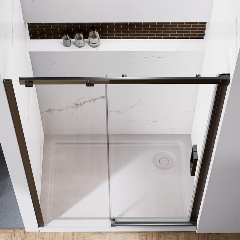 Modland 44-48" x 74'' Adjustable Sliding Shower Door, 5/16" SGCC Tempered Glass, Framed Enclosure with 304 Stainless Handle