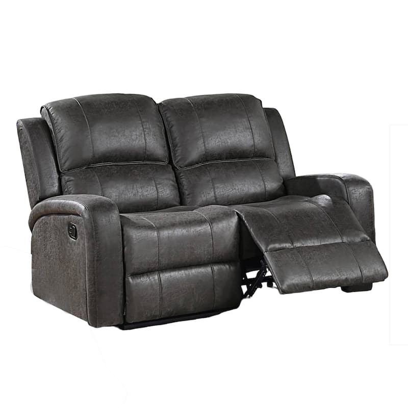 Charles Manual Recliner Loveseat, Smoke Gray Faux Leather, 55 Inch