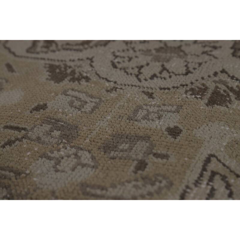 Tabriz Persian Vintage Area Rug Hand-Knotted Beige Wool Carpet - 9'6" x 13'4"