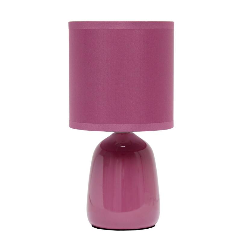 Tall Ceramic Thimble Bedside Table Desk Lamp with Drum Shade - 10" - Purple