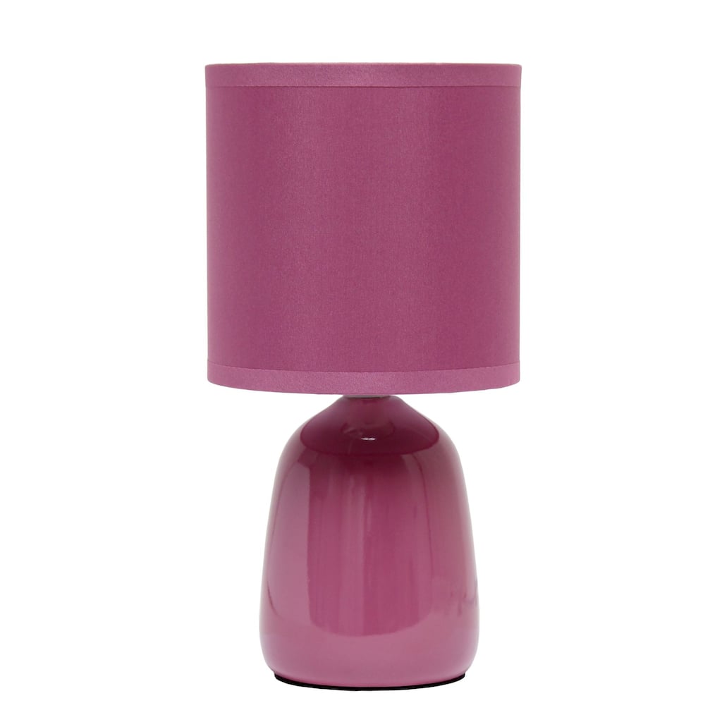 Tall Ceramic Thimble Bedside Table Desk Lamp with Drum Shade - 10" - Purple