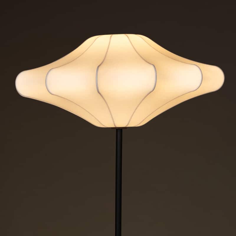 Brightech Atlas 67 in. Classic Black Modern & Contemporary LED Standard Floor Lamp with White Plastic Round Shade