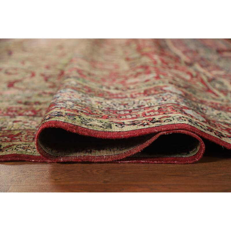 Hand Knotted Oriental 100% Wool Carpet Traditional Floral Beige & Ivories Kerman Area Rug - 9' 4'' X 6' 3''