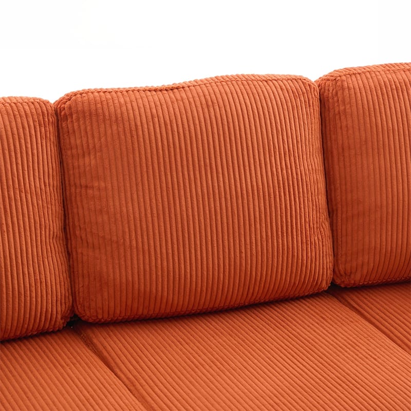 L-Shaped Sectional Sofa with Pull-Out Storage,Ottoman & Pillows 3-Seat with USB Charging,Cup Holder, Convertible Design