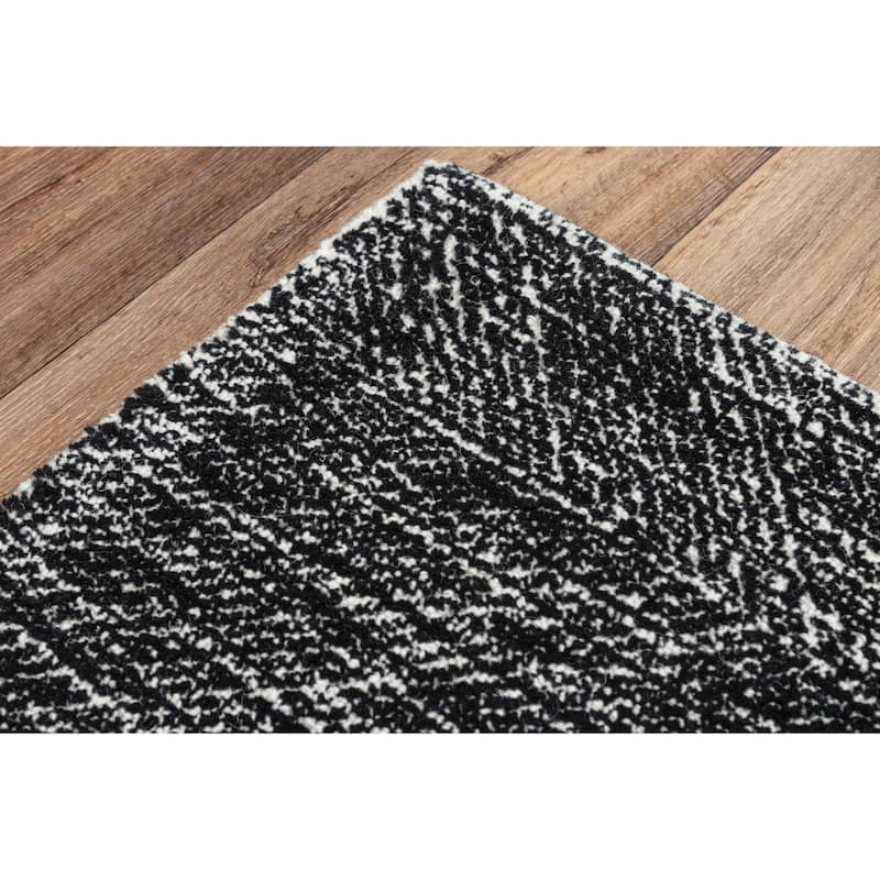 Alora Decor Trace Black and Ivory Geometric Hand-tufted Wool Rug