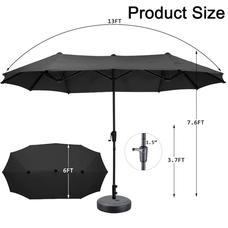 Autlaycil 13 ft Patio Umbrella with Crank Outdoor Umbrella with Base