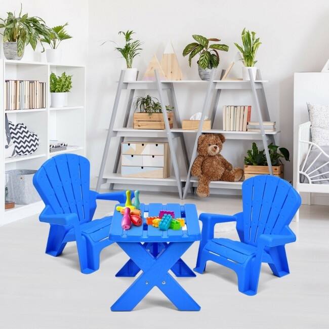 3-Piece Plastic Children Table Chair Set - Table size: 19.5'' x 16'' x 15'