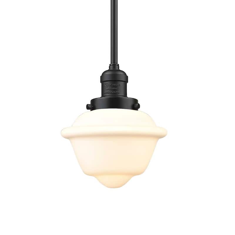 Innovations Lighting Small Oxford Single Light 8" Wide Mini Pendant - Oil Rubbed Bronze / Matte White Cased