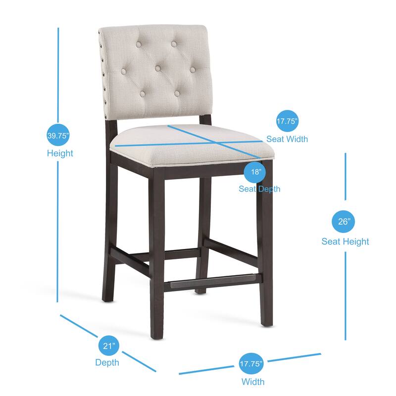 Lindale Button Tufted Stationary Counter Stool