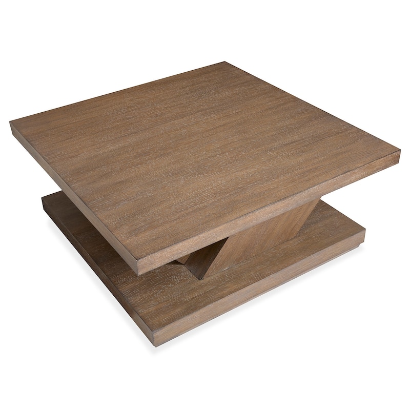 Magnussen Home Lansbury Antique Wheat Square Cocktail Table with Casters - 40''W x 40''D x 17''H