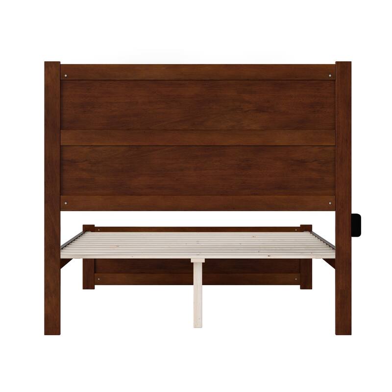 Full Bed with Footboard - Rococo Romance Platform Bed - Walnut Finish - Modern Classic Design