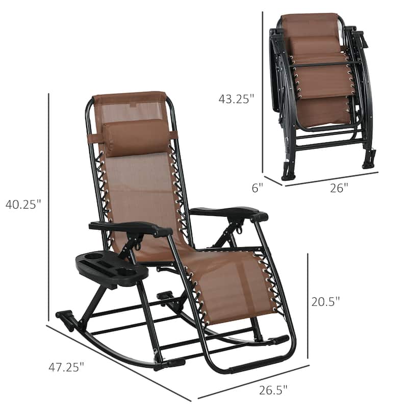 Set of 2 Outdoor Rocking Chairs with Adjustable Recline and Ergonomic Armrests Included Pillow Headrests