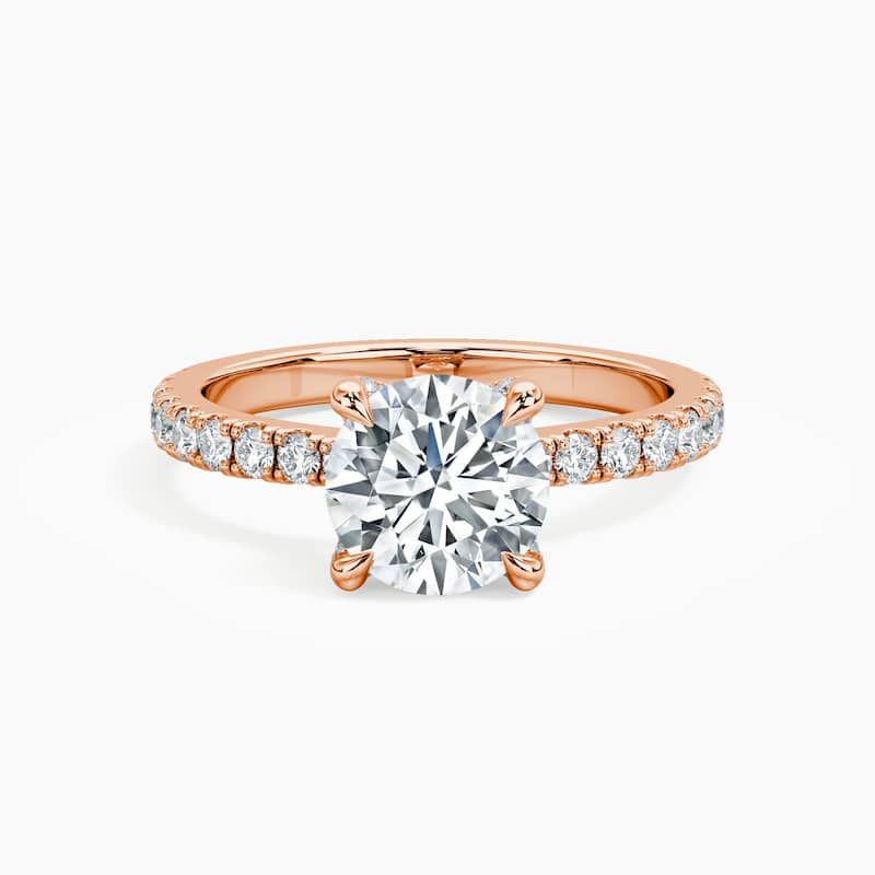 Auriya 14kt Rose Gold Lab Grown Round Diamond with Accent Engagement Ring (F-G, VS) - 7.5 - 1.50 ct. center
