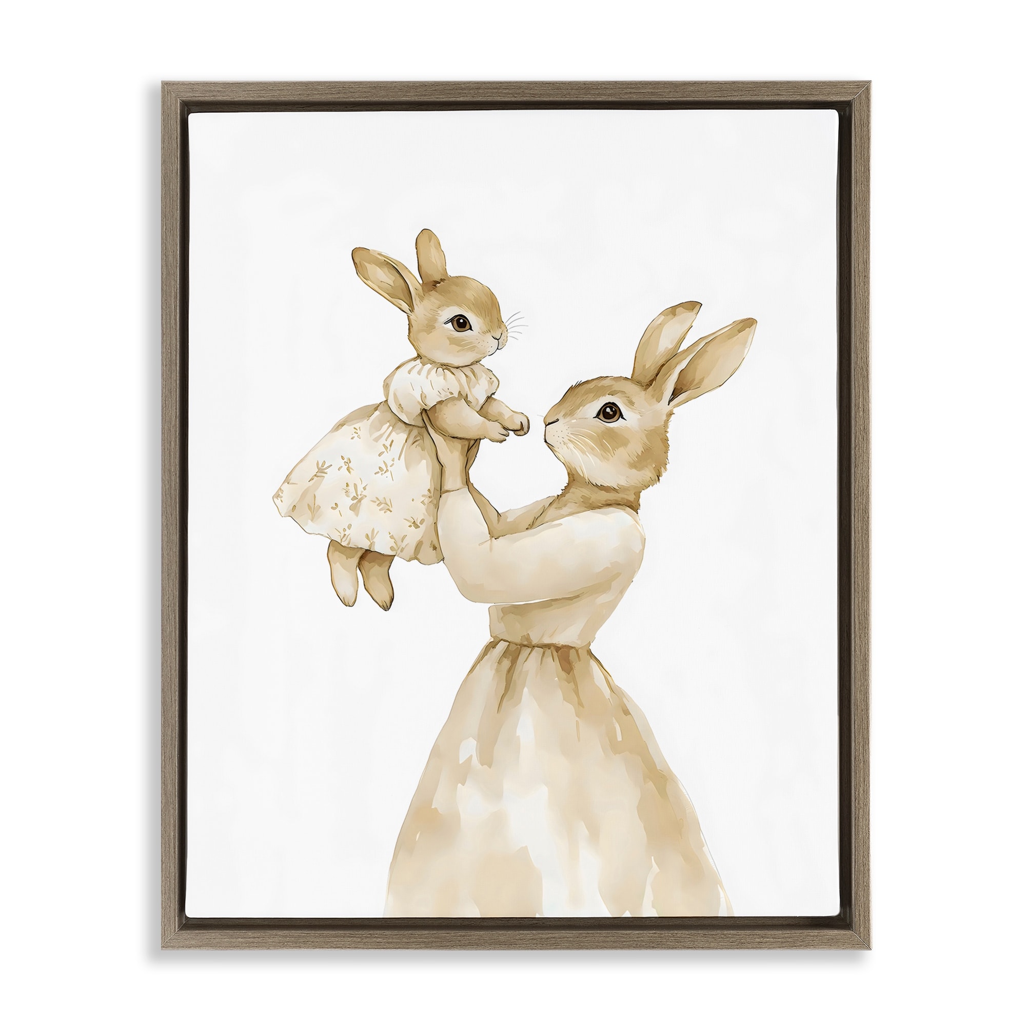 Stupell Tender Mama Rabbit Framed Floater Canvas Wall Art Design By Arlington Prints