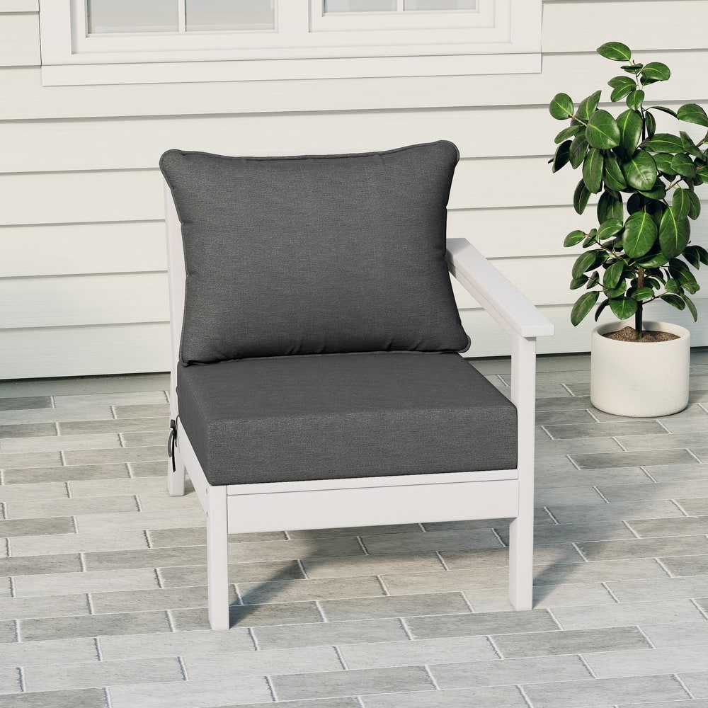Birchwood All Weather HDPE Outdoor Patio Deep Seating White Right Arm Facing Chair With Cushions (1-Piece)