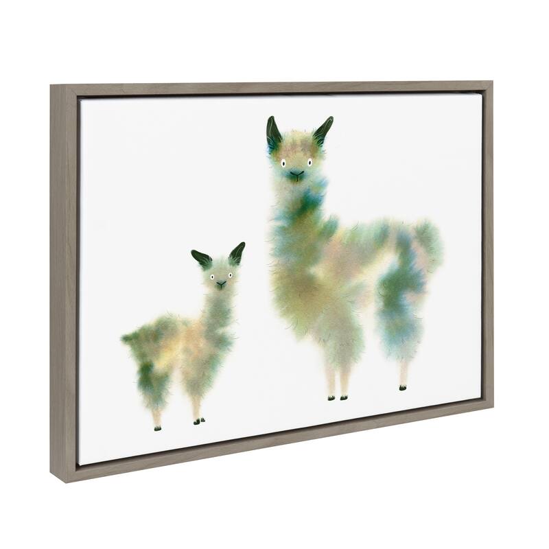 Kate and Laurel Sylvie Animal Fluffs Framed Canvas by Faryn Hughes - 18x24 - Grey