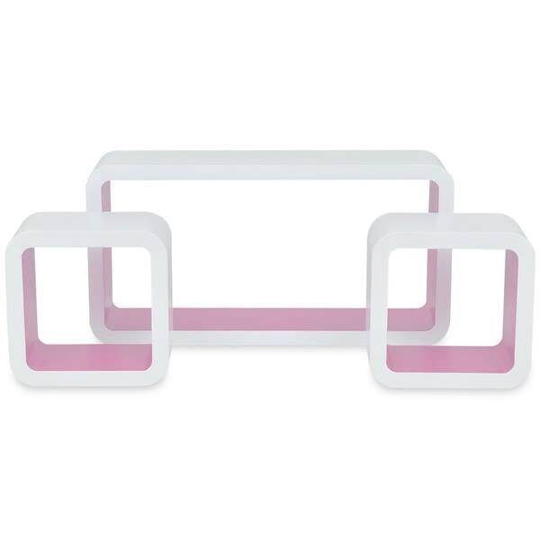 Shop Vidaxl 3 White Pink Mdf Floating Shelf Cubes Book Dvd Storage