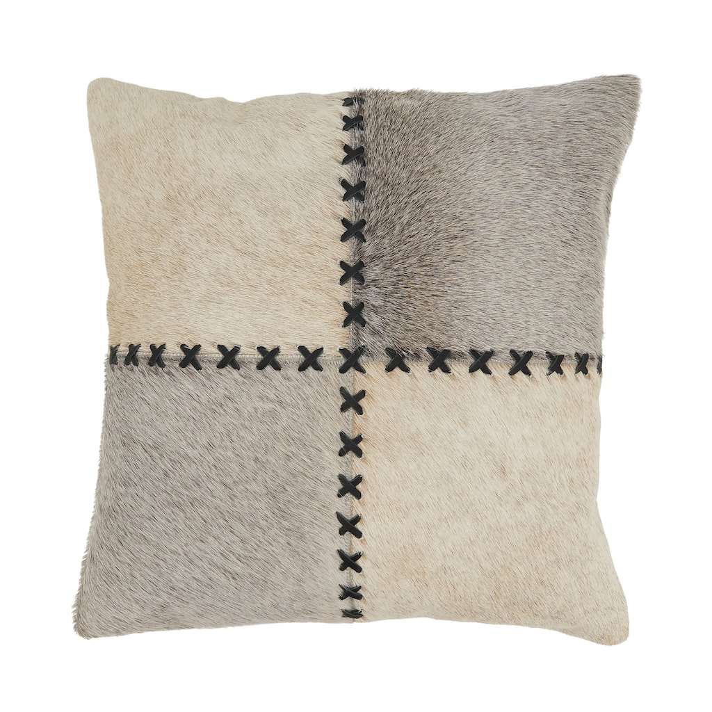 Handcrafted Chic Hair on Leather Throw Pillow