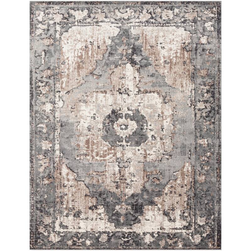 Livabliss Amalia Distressed Medallion Area Rug