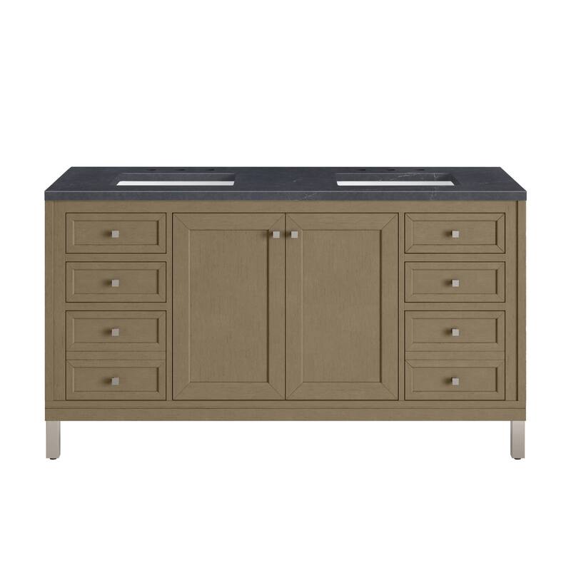 Chicago 60" Double Vanity, Walnut Whisper