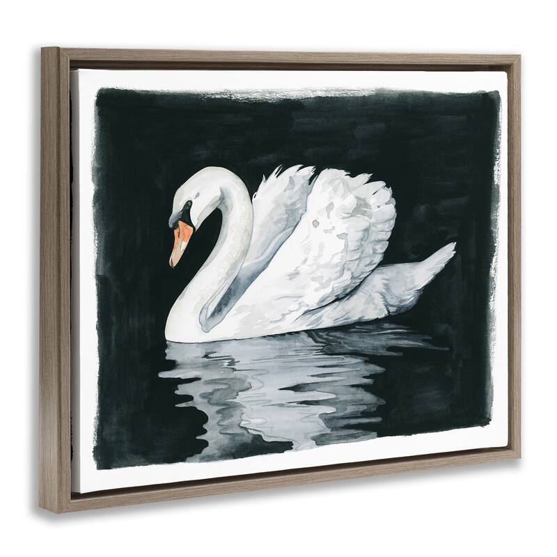 Stupell Beautiful Swan Black Reflection Floater Canvas Wall Art by Grace Popp