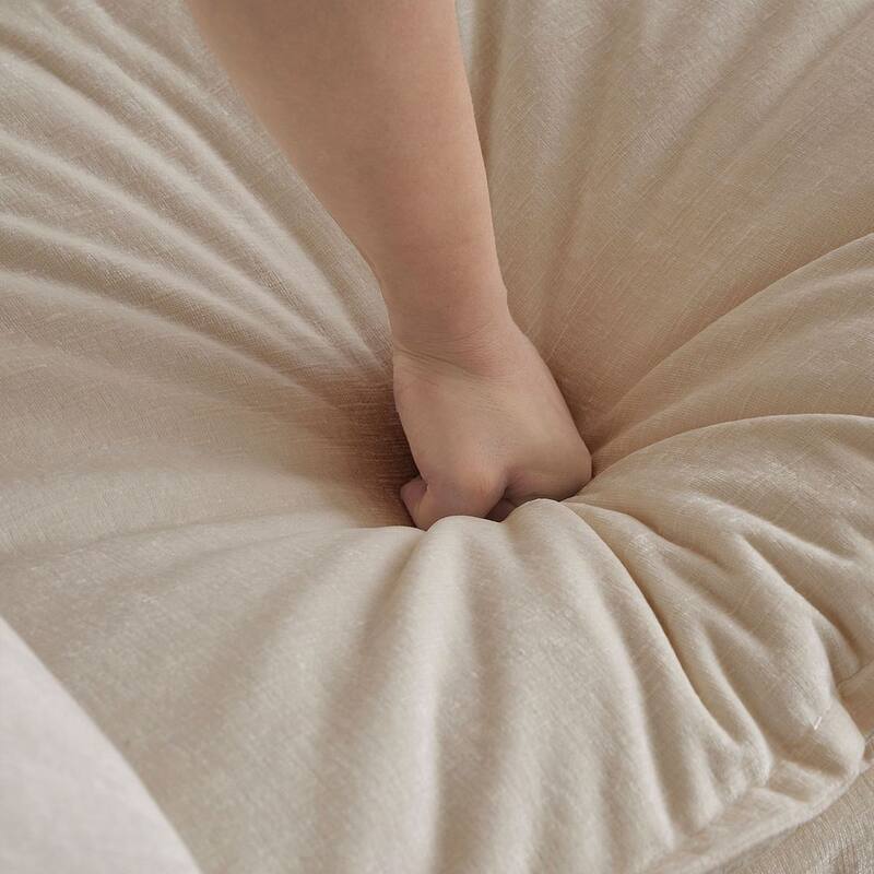 Beige Chenille 3 Seat Sofa with Modular Design and Comfort - 111"l