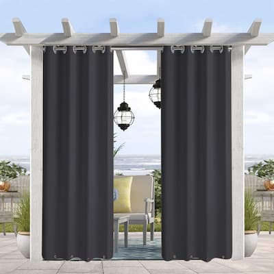 Pro Space Grommets on Top and Bottom, Privacy Panel Drapery for Patio Porch Gazebo Cabana, Dark Gray