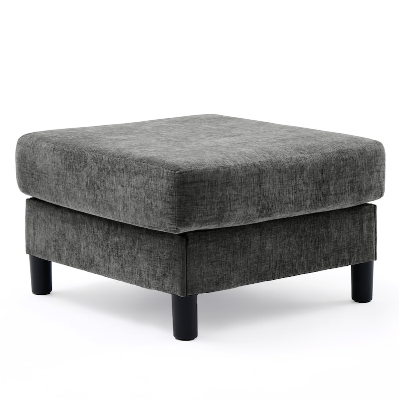 Chenille Upholstered Square Ottoman Footrest