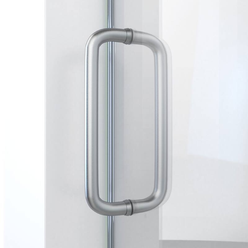 DreamLine Enigma-CXO 56-60 in. W x 76 in. H Fully Frameless Sliding Shower Door in Brushed Stainless Steel with Towel Bar