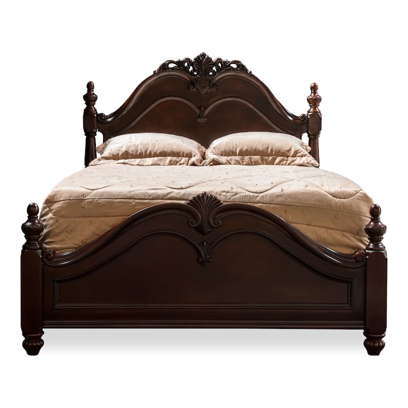 Furniture of America Diva Cherry Solid Wood Four Poster Bed