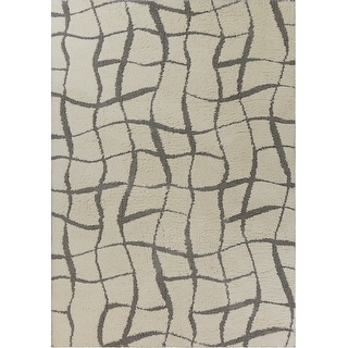 Omani Rugs Domani Lucille Ivory Abstract Geometric Hand-woven Microfiber Area Rug ...