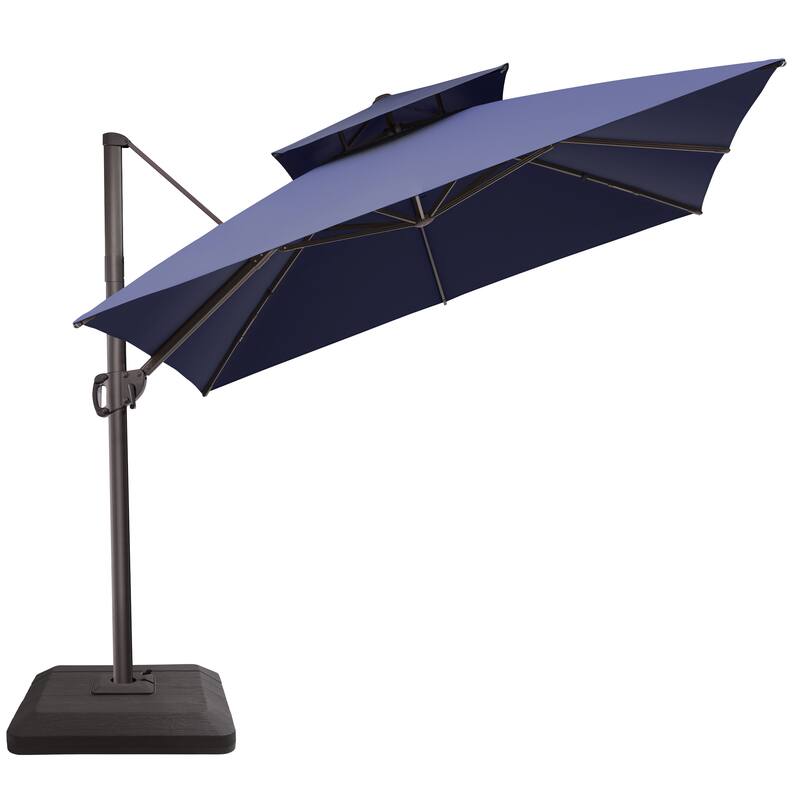 11 x 11 FT Outdoor Patio Cantilever Umbrella 360 Degrees Rotation and Base Stand