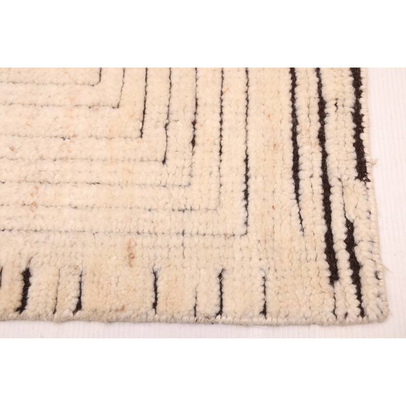ECARPETGALLERY Hand-knotted Tangier Cream Wool Rug - 5'2 x 8'0