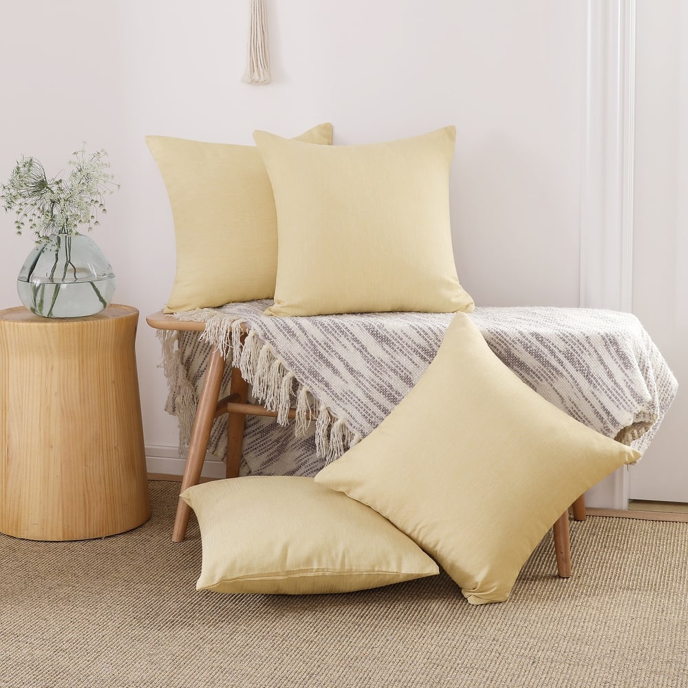 Deconovo 4-Pack Faux Linen Throw Pillow Covers with Hidden Zipper