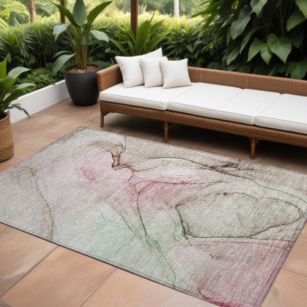 Alfito Contemporary Abstract Weather Resistant Blended Style Outdoor Rug - 8' X 10'