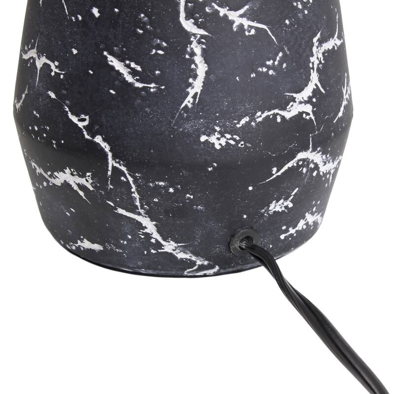 Marble Style Ceramic Table Lamp with Drum Shade - 13.25" - Black and White
