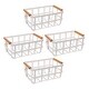 preview thumbnail 10 of 9, Simplify Rectangular Metal Basket with Bamboo Handles White - 4 Pack