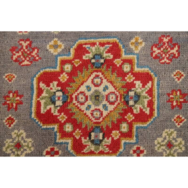 Gray Geometric Kazak Oriental Foyer Rug Handmade Wool Carpet - 2'0" x 3'0"